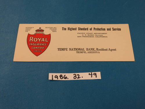 Royal Insurance Company business card
