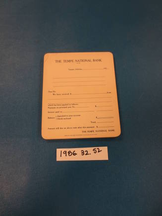 Tempe National Bank receipt pad