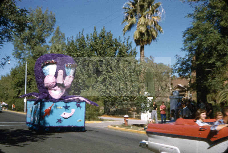 Float in Arizona State University Homecoming Parade 1955