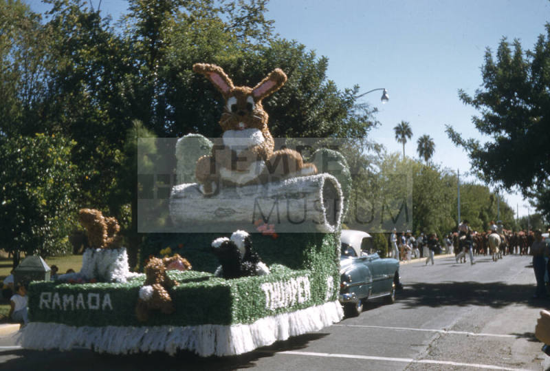 Float in Arizona State University Homecoming Parade 1955