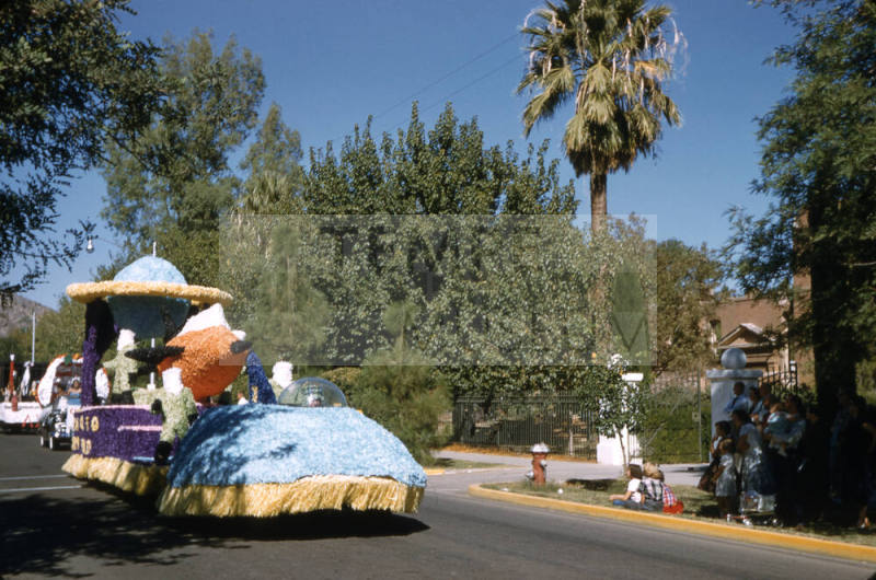 Float in Arizona State University Homecoming Parade 1955
