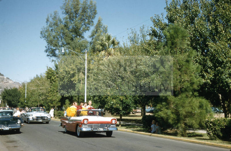 Cheerleaders in Car in Arizona State University Homecoming Parade 1956