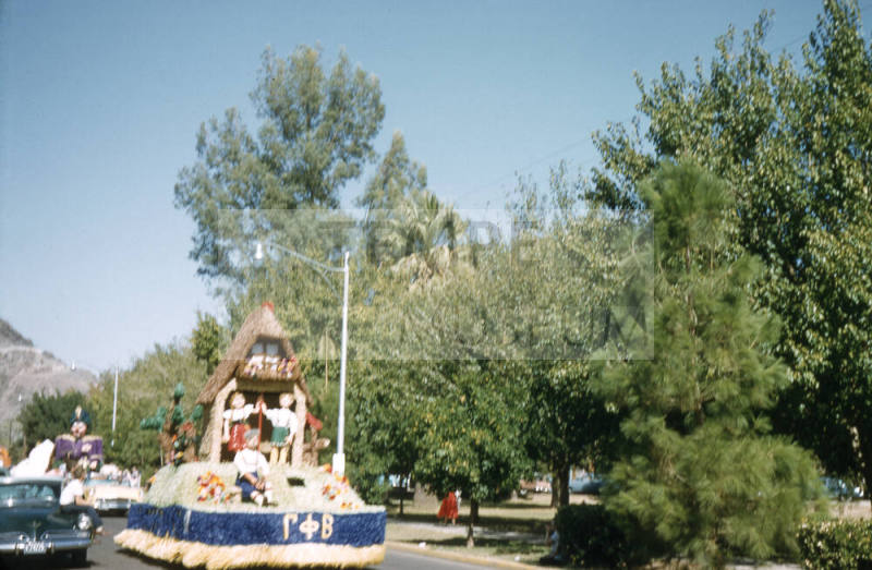 Gamma Phi Beta Float in Arizona State University Homecoming Parade 1956