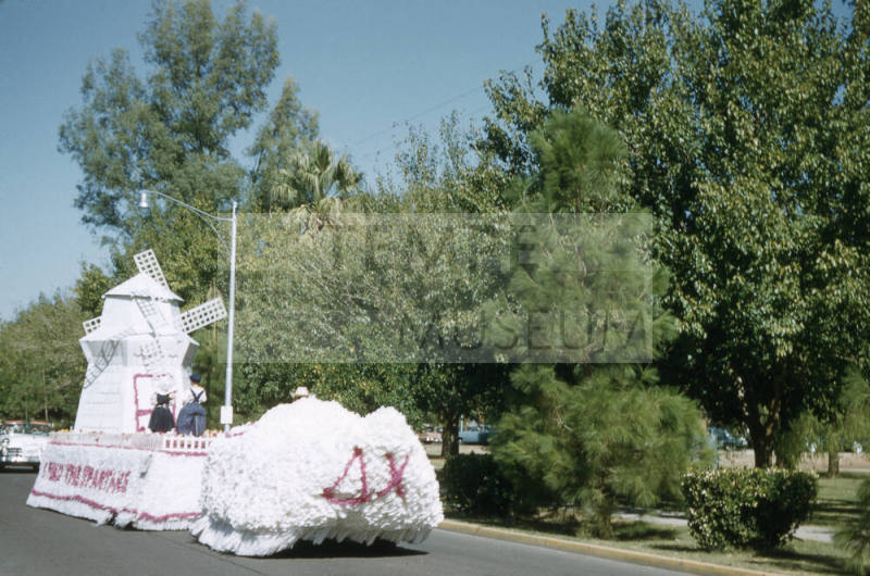 Delta Chi Fraternity Float in Arizona State University Homecoming Parade 1956