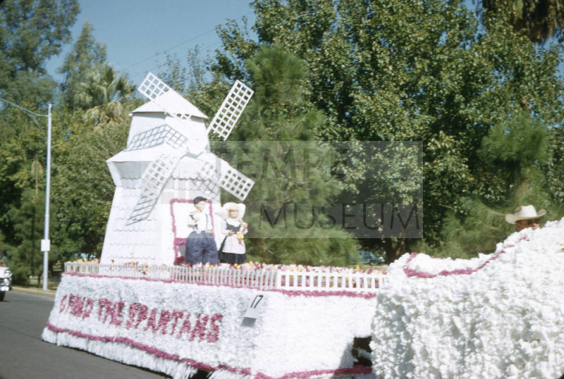 Delta Chi Fraternity Float in Arizona State University Homecoming Parade 1956