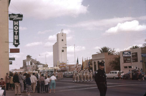 Colorgaurd in Arizona State University Homecoming Parade 1957