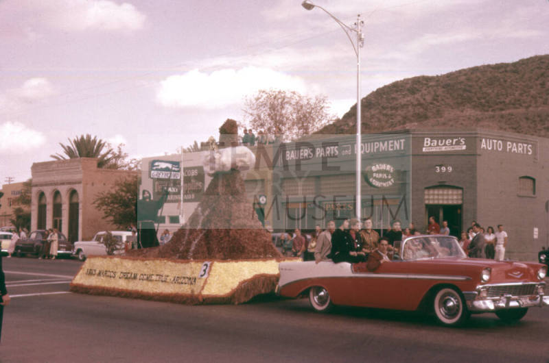 Float in Arizona State University Homecoming Parade 1957