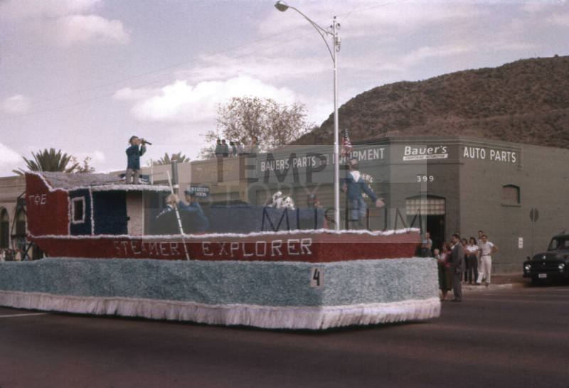 Gamma Phi Beta Sorority Float in Arizona State University Homecoming Parade 1957