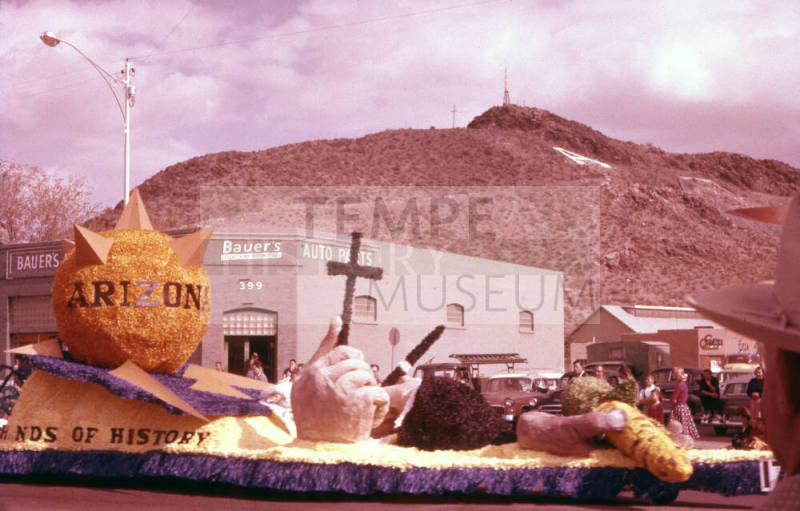 Float in Arizona State University Homecoming Parade 1957