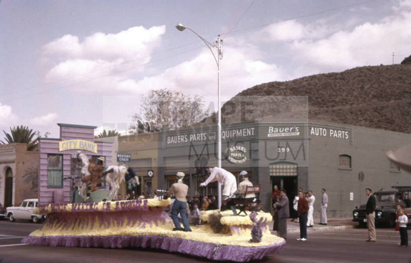 Float in Arizona State University Homecoming Parade 1957