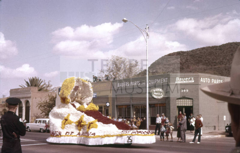 Float in Arizona State University Homecoming Parade 1957