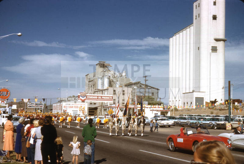 ROTC Colorgaurd in Arizona State University Homecoming Parade 1958