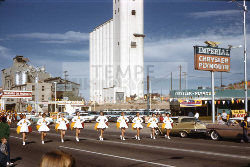 Cheerleaders in Arizona State University Homecoming Parade 1958