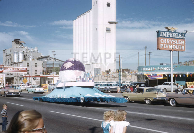 Float in Arizona State University Homecoming Parade 1958