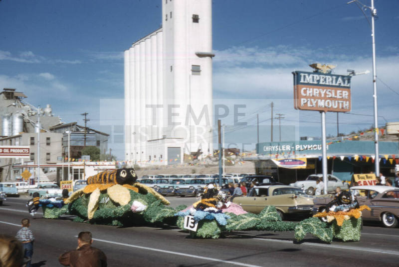 A Delta Sigma Phi Fraternity Float in Arizona State University Homecoming Parade 1958