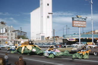 A Delta Sigma Phi Fraternity Float in Arizona State University Homecoming Parade 1958