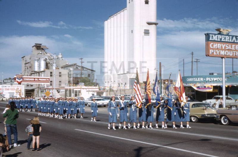 Legionettes Drill Team in Arizona State University Homecoming Parade 1958