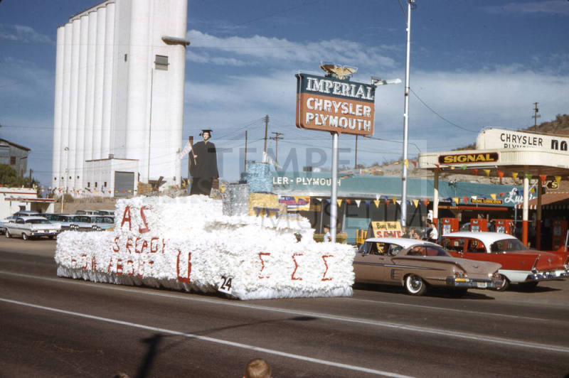 Tri Sigma Sorority Float in Arizona State University Homecoming Parade 1958