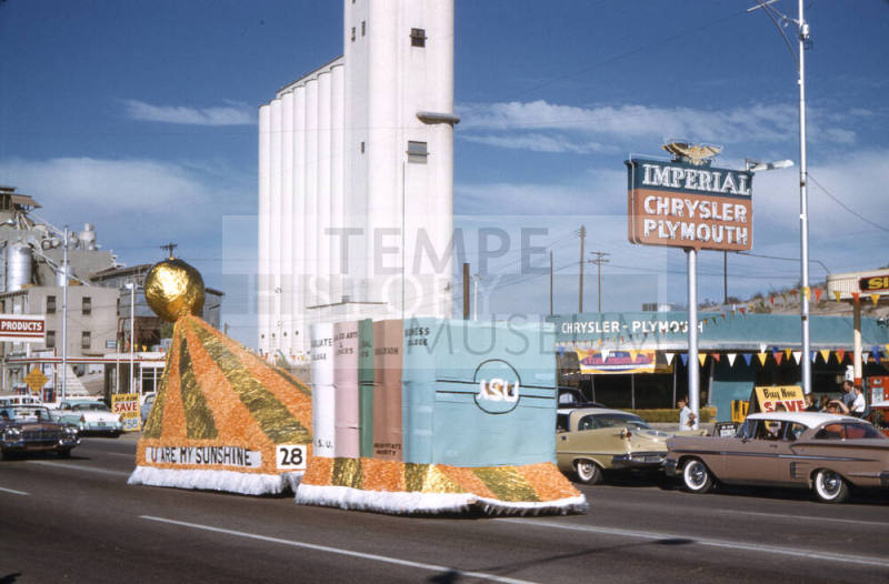 Float in Arizona State University Homecomiing Parade 1958