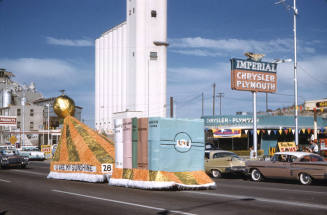 Float in Arizona State University Homecomiing Parade 1958