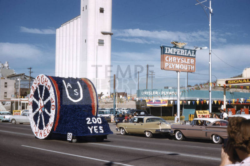 Float in Arizona State University Homecoming Parade 1958