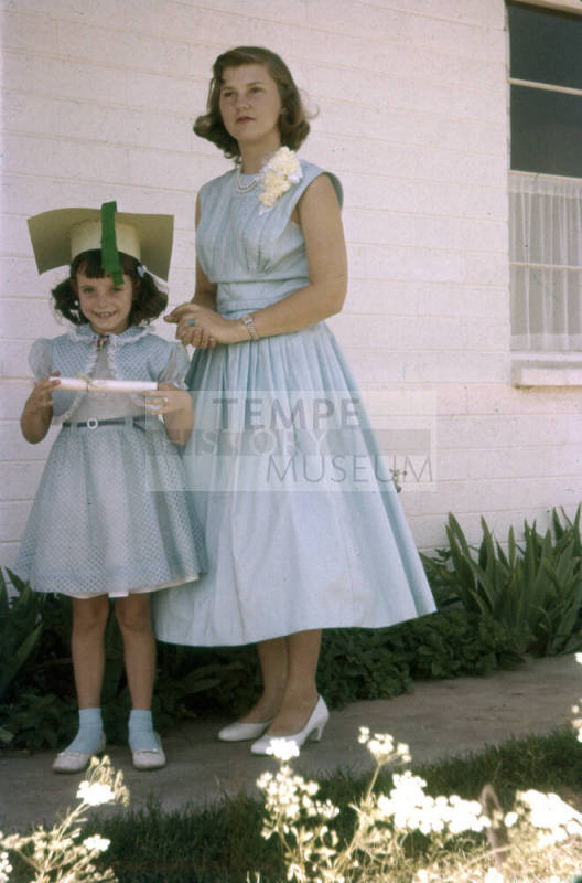 Dorothy and Ruth Phillips in Graduation Dresses