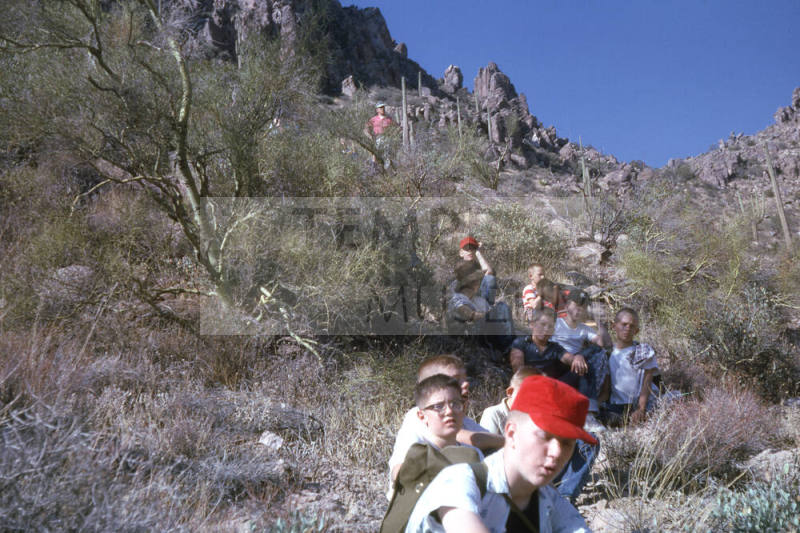 Jerry Carr's Boy Scout Troop at Robber's Roost in Superstition Mountain