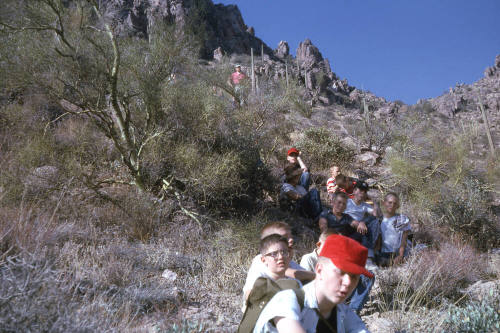 Jerry Carr's Boy Scout Troop at Robber's Roost in Superstition Mountain