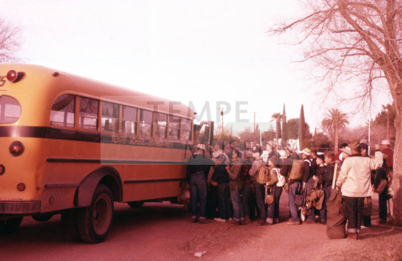 Boy Scout Troop #79 Boarding Bus at 10th Street School
