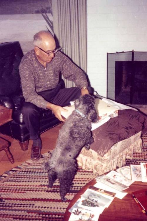 Sid Moeur with a dog