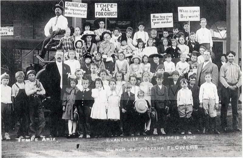 Evangelist W. L. Harris with Tempe Children