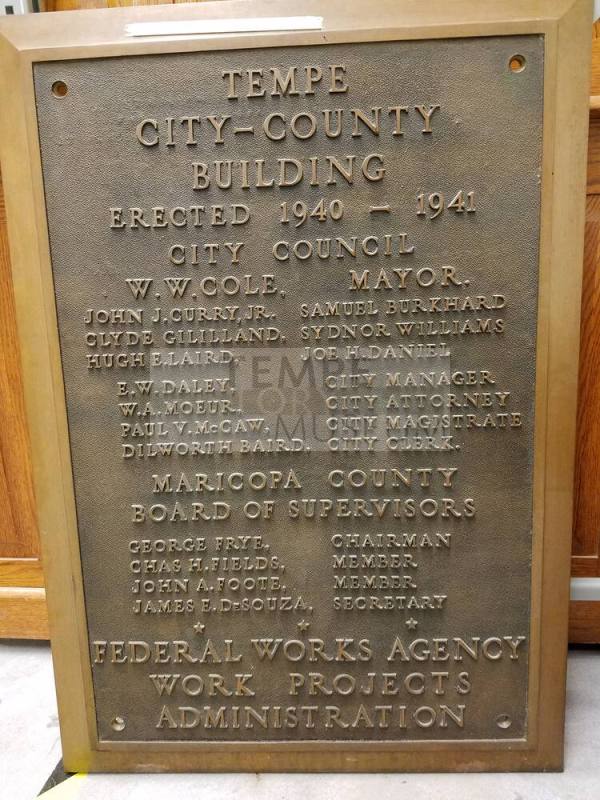 City of Tempe Building Plaque