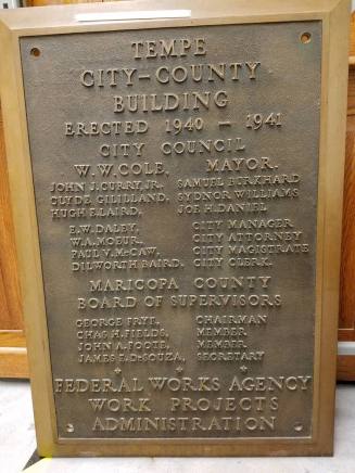City of Tempe Building Plaque