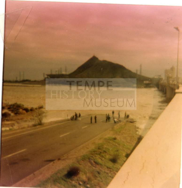 Salt River Flood From Northside Looking at Tempe Butte
