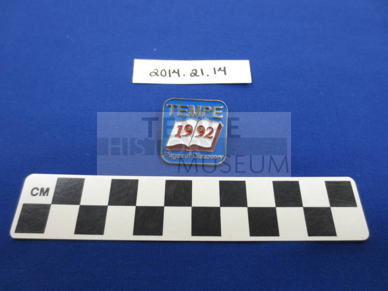 Lapel pin, Tempe 1992: Pages of Discovery
