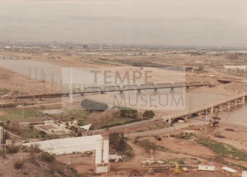 Mill Avenue Bridge and Salt River from Hayden Butte, 1992