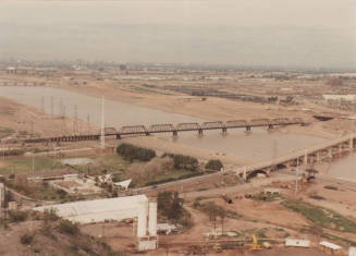 Mill Avenue Bridge and Salt River from Hayden Butte, 1992