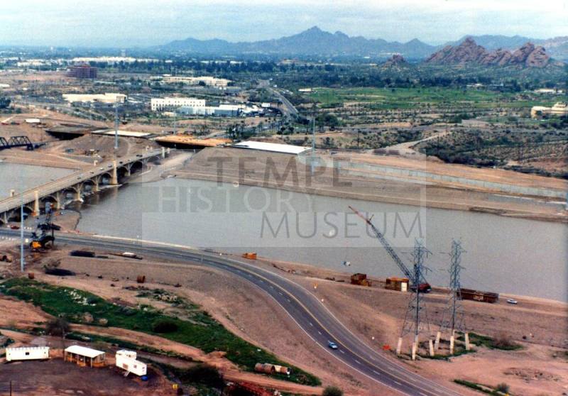 Salt River with the Mill Avenue Bridge and Rolling Hills Golf Course, 1992