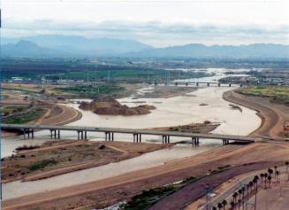 Salt River and Rural Road Bridge from Hayden Butte, 1992