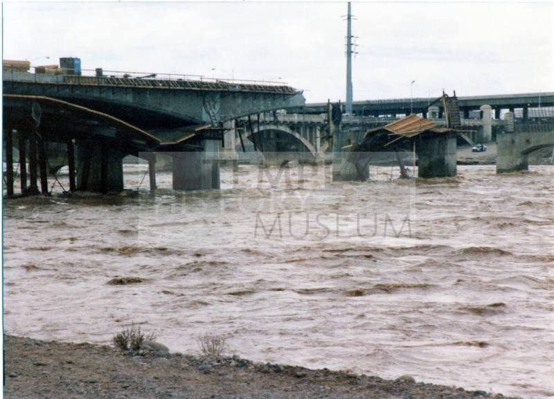 Damage to Mill Avenue's New Bridge, 1993