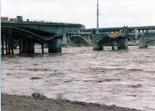Damage to Mill Avenue's New Bridge, 1993