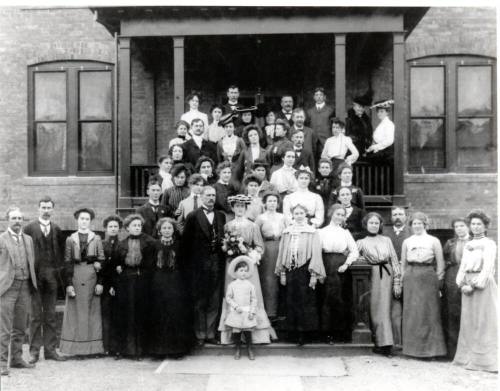 Group on Porch of Alpha Hall