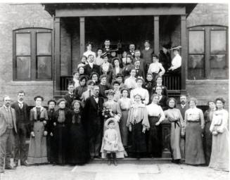 Group on Porch of Alpha Hall