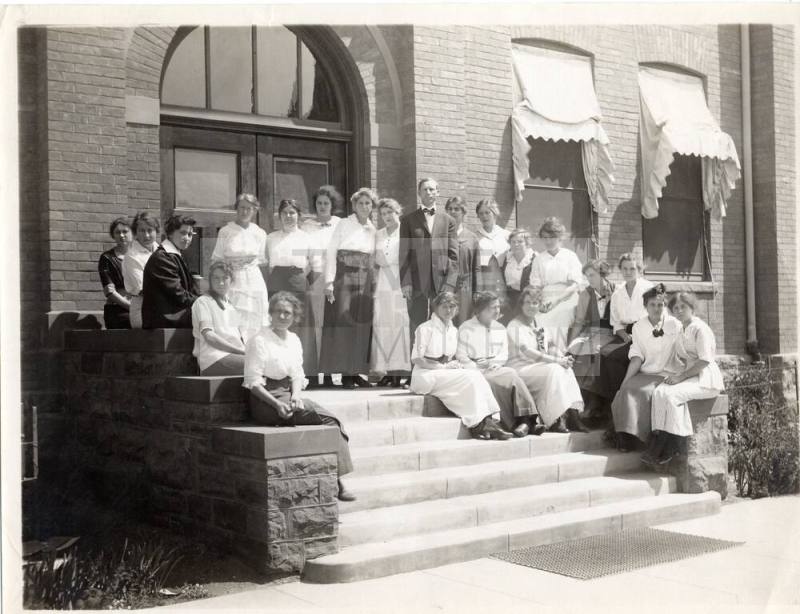Class Photograph - 21 young women and a man
