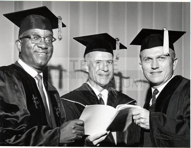 Dr. John Hope Franklin, ASU President G. Homer Durham, and Frank Borman