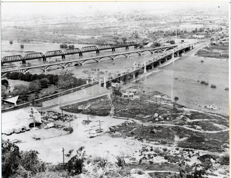 View of Mill Avenue Bridges and Railroad Bridge