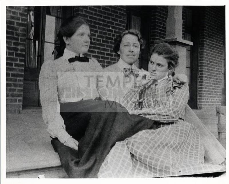 Group of Three Young Women on Porch