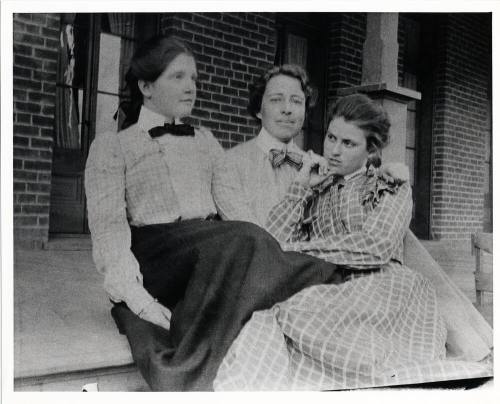 Group of Three Young Women on Porch