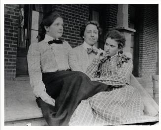 Group of Three Young Women on Porch
