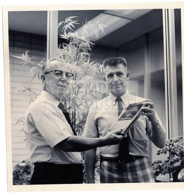 Two Men with Tempe Chamber of Commerce Presentation Plaque